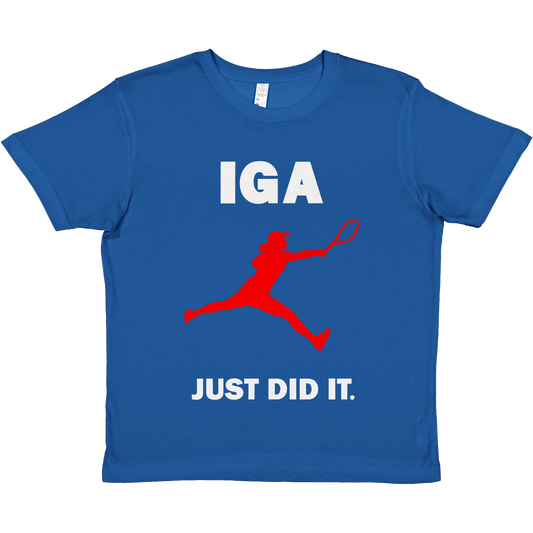 Premium Kids Crewneck T-shirt Iga Just Did It-White Text