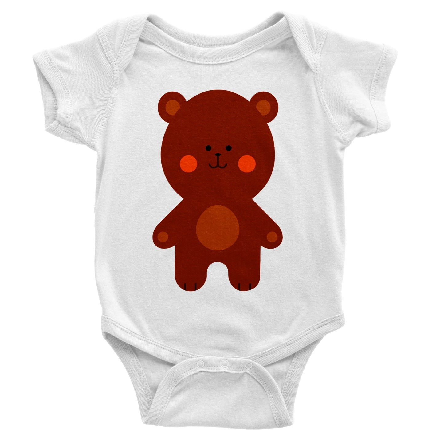 Classic Baby Short Sleeve Bodysuit Cute Brown Teddy Bear