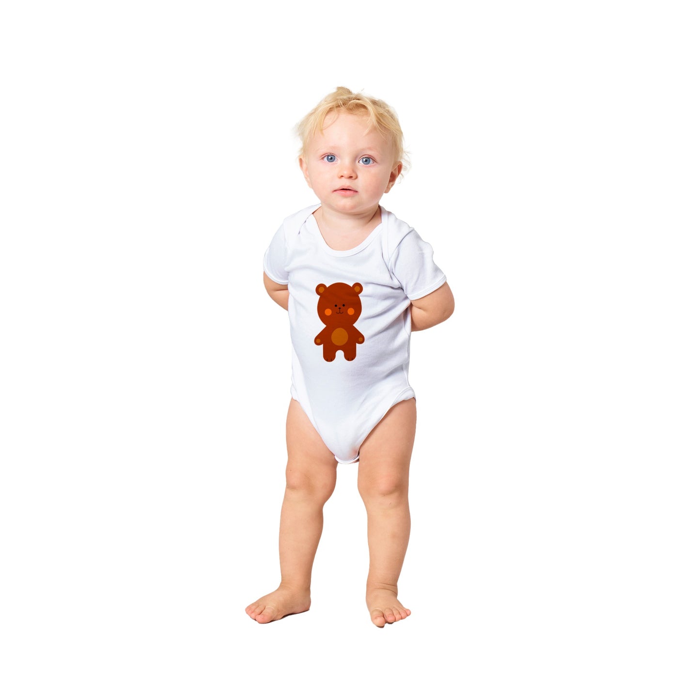 Classic Baby Short Sleeve Bodysuit Cute Teddy Bear