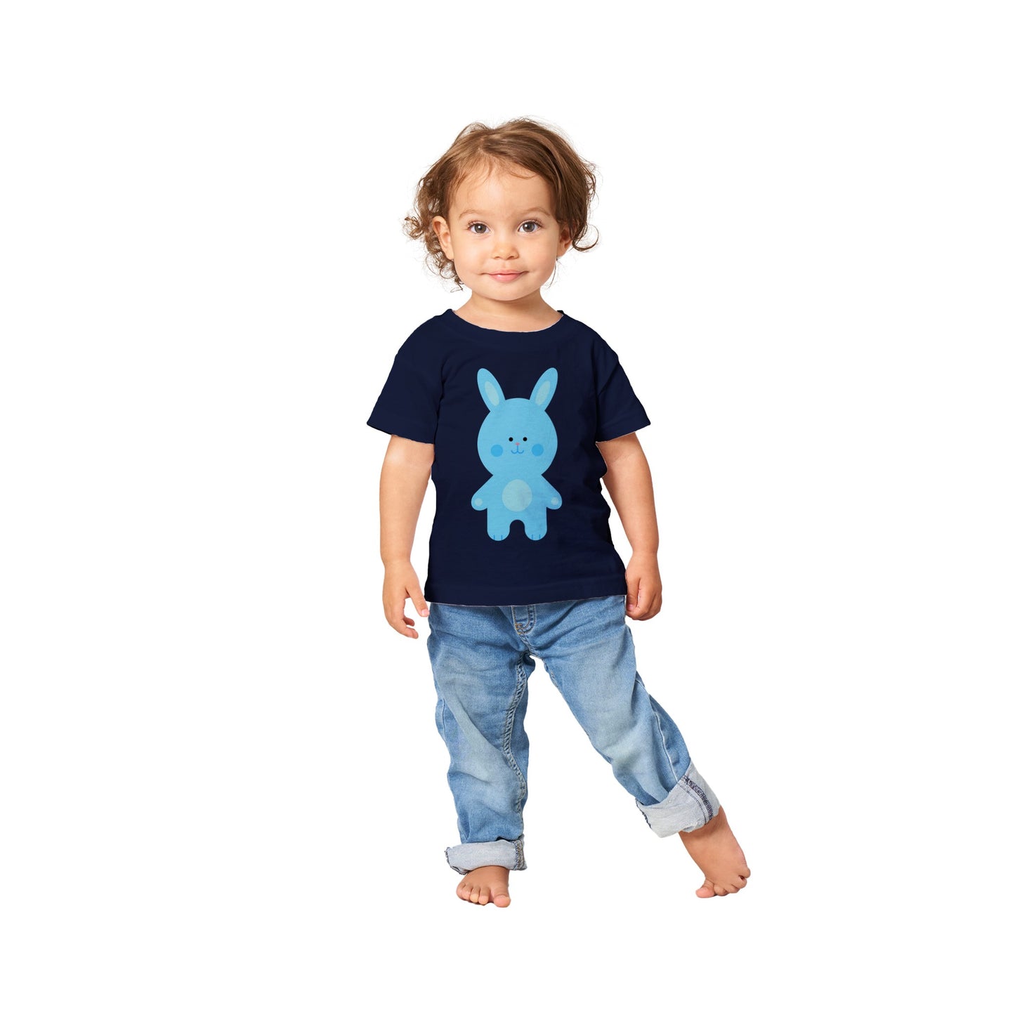 Classic Baby Crewneck T-shirt Cute Blue Bunny