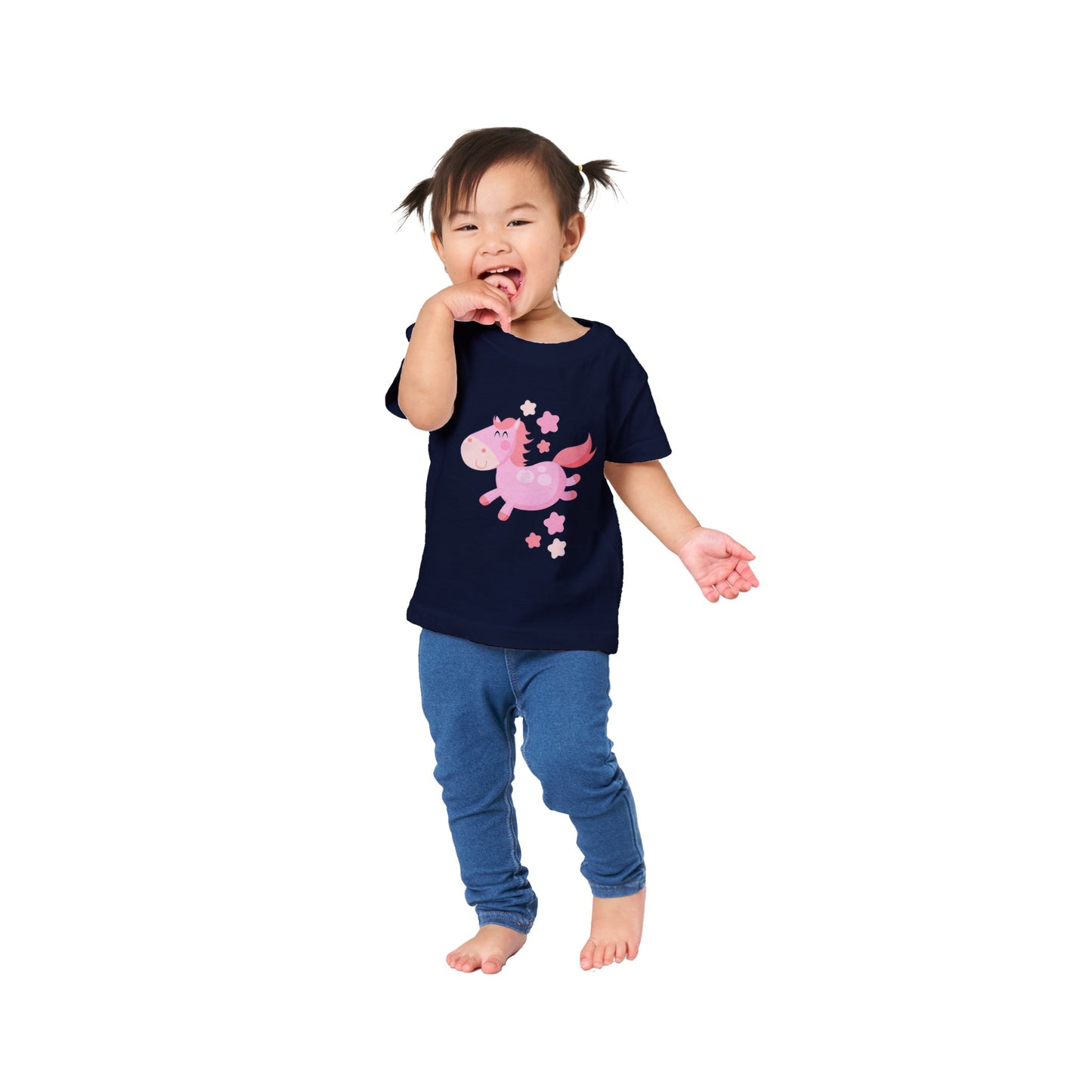 Classic Baby Crewneck T-shirt Pink Horse