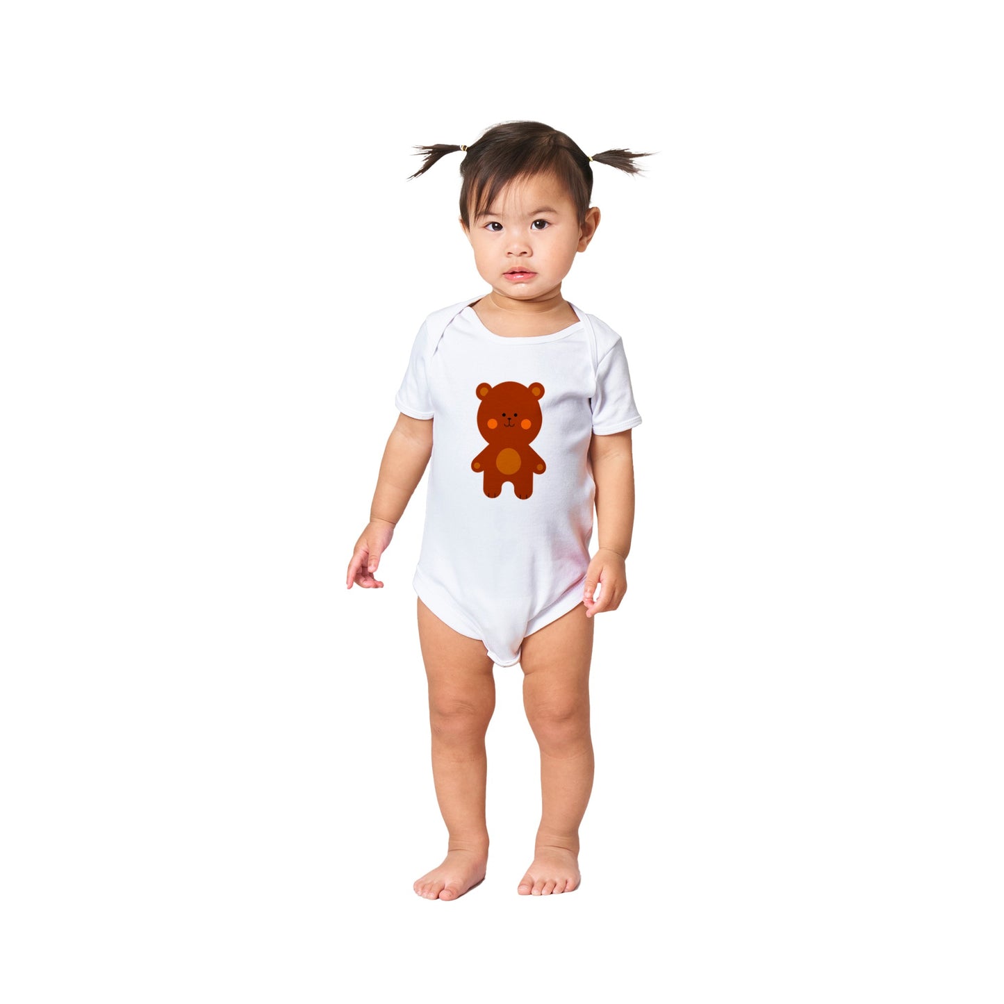 Classic Baby Short Sleeve Bodysuit Cute Brown Teddy Bear