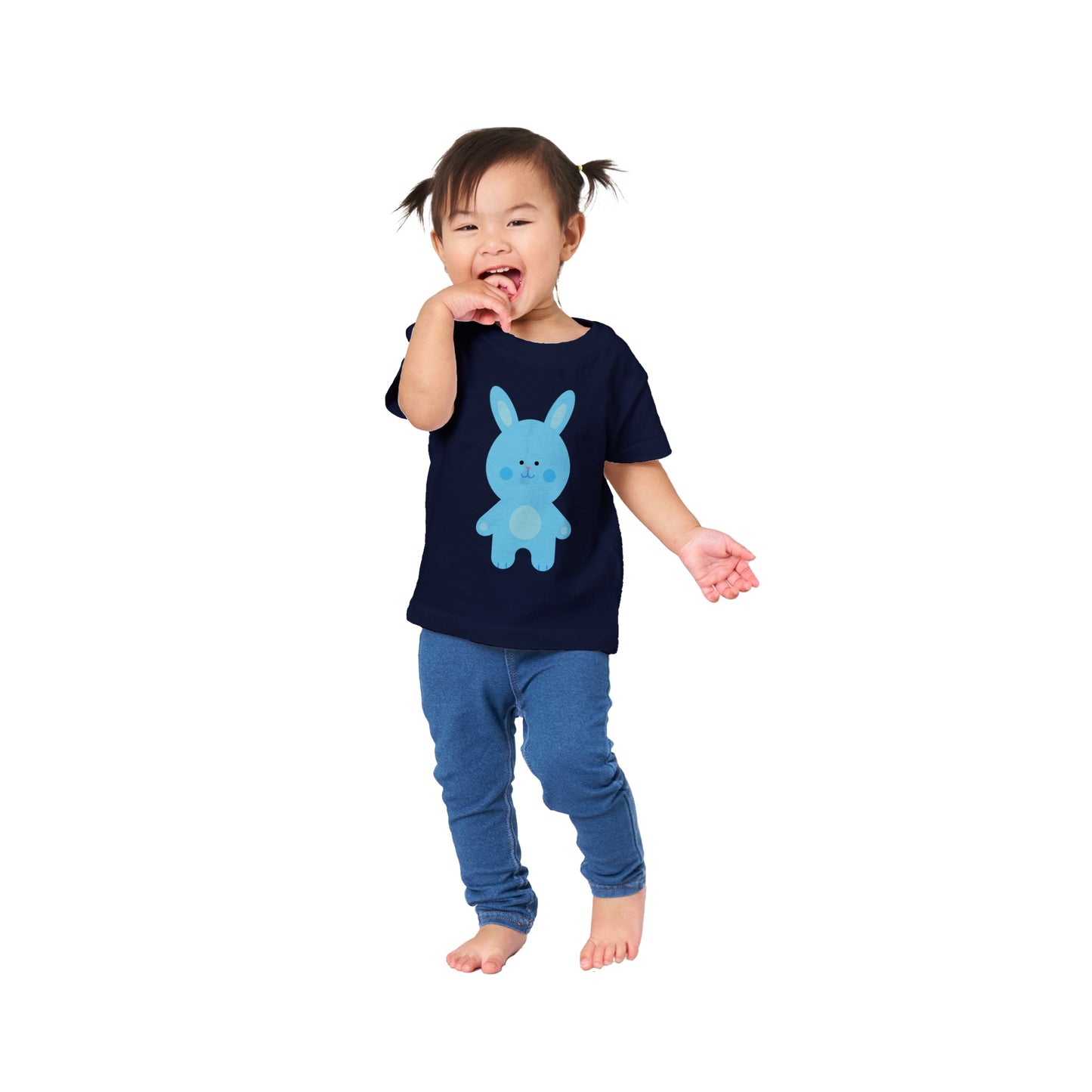 Classic Baby Crewneck T-shirt Cute Blue Bunny