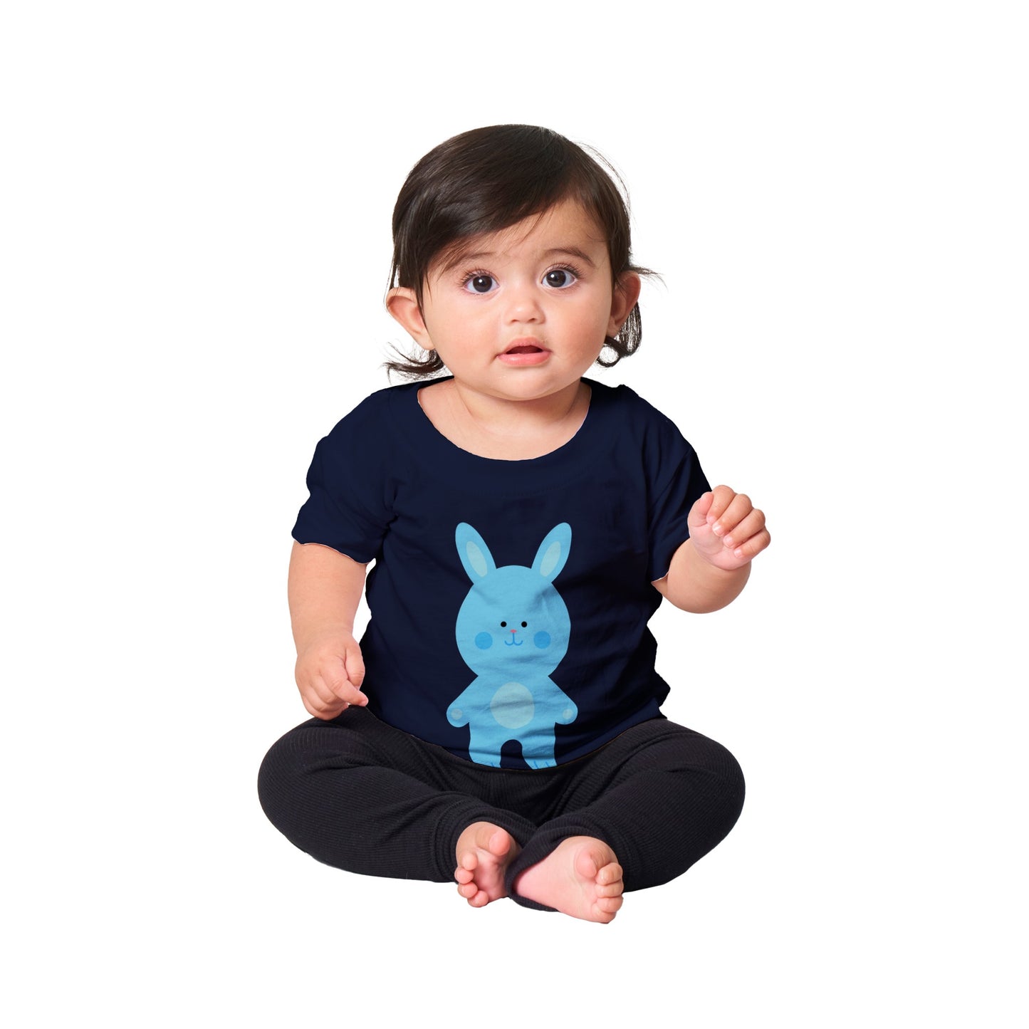 Classic Baby Crewneck T-shirt Cute Blue Bunny