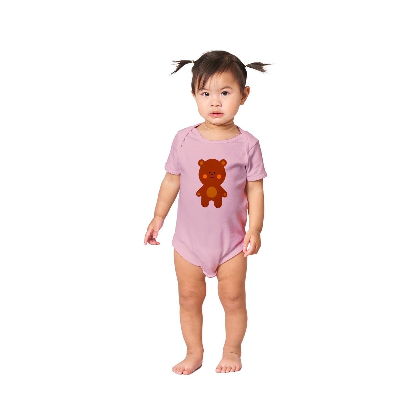 Classic Baby Short Sleeve Bodysuit Cute Brown Teddy Bear