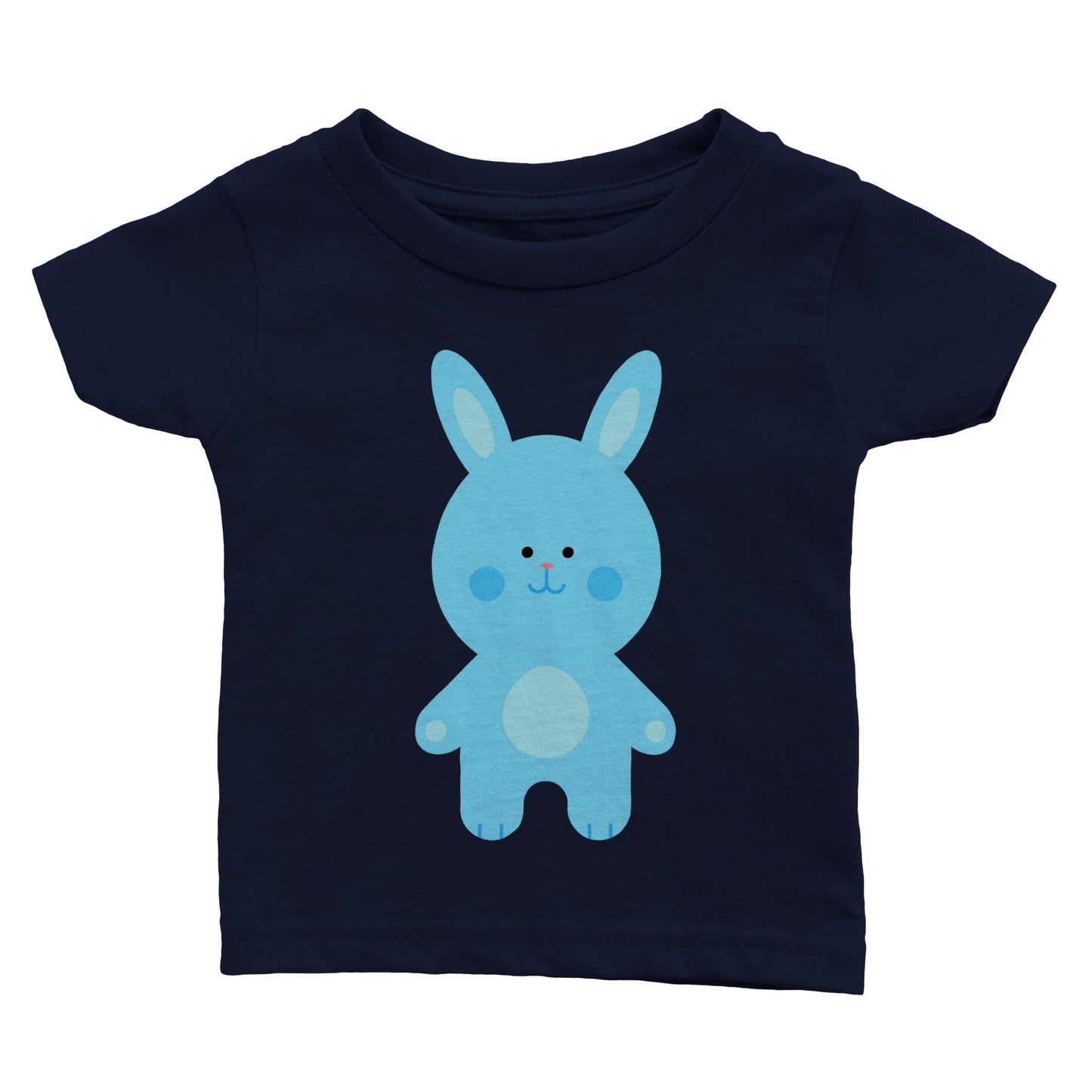 Classic Baby Crewneck T-shirt Cute Blue Bunny