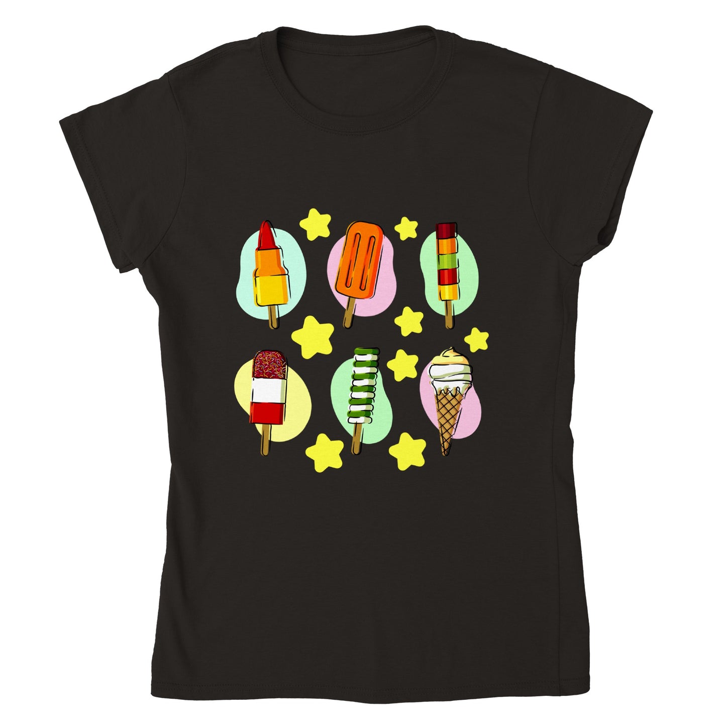 Classic Women's Crewneck T-shirt - Six Types Of Ice Cream Treats