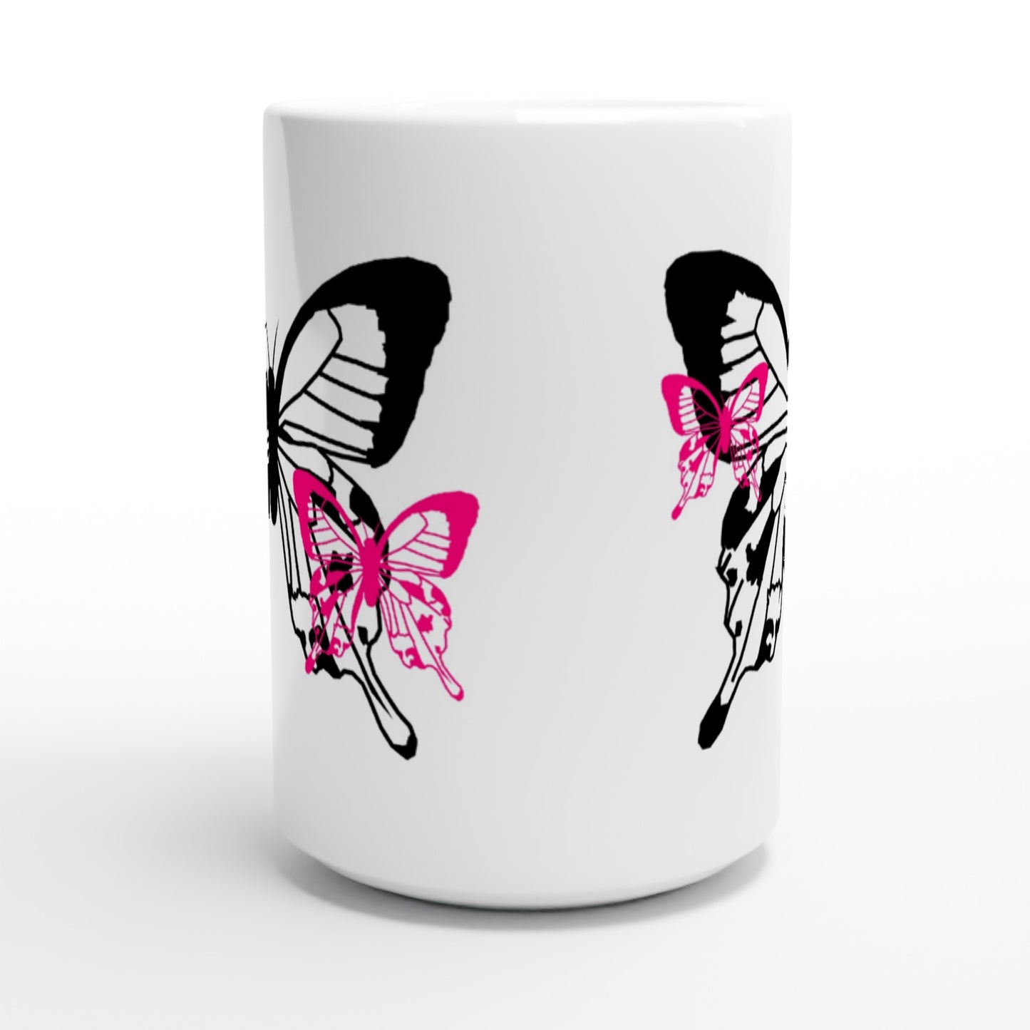 White 15oz Ceramic Mug - Butterflies-Little And Large