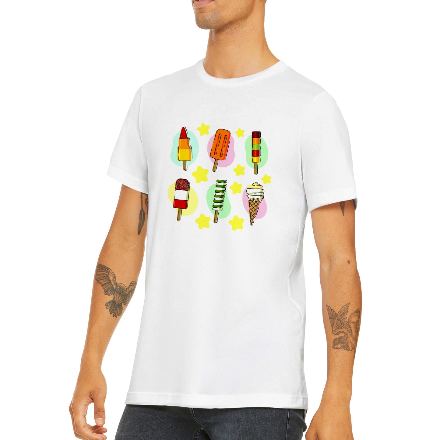 Premium Unisex Crewneck T-shirt - Six Types Of Ice Cream Treats