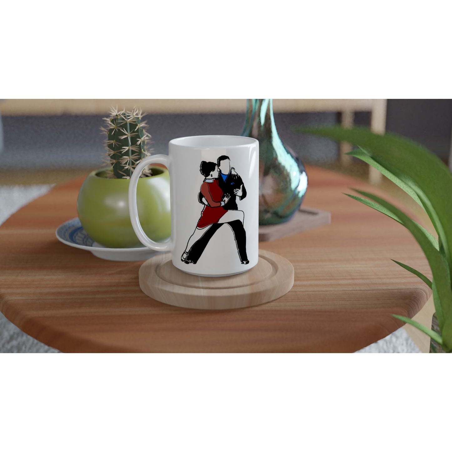 White 15oz Ceramic Mug - Latin Dancers.