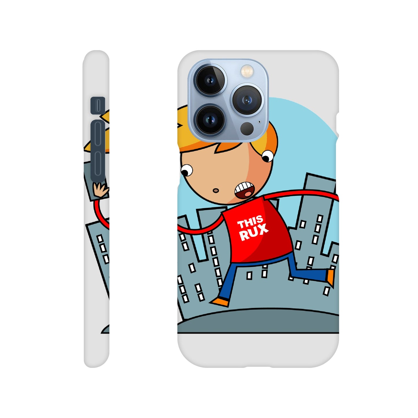 Slim case - Cartoon Of A Kid On A Phone With City Skylines