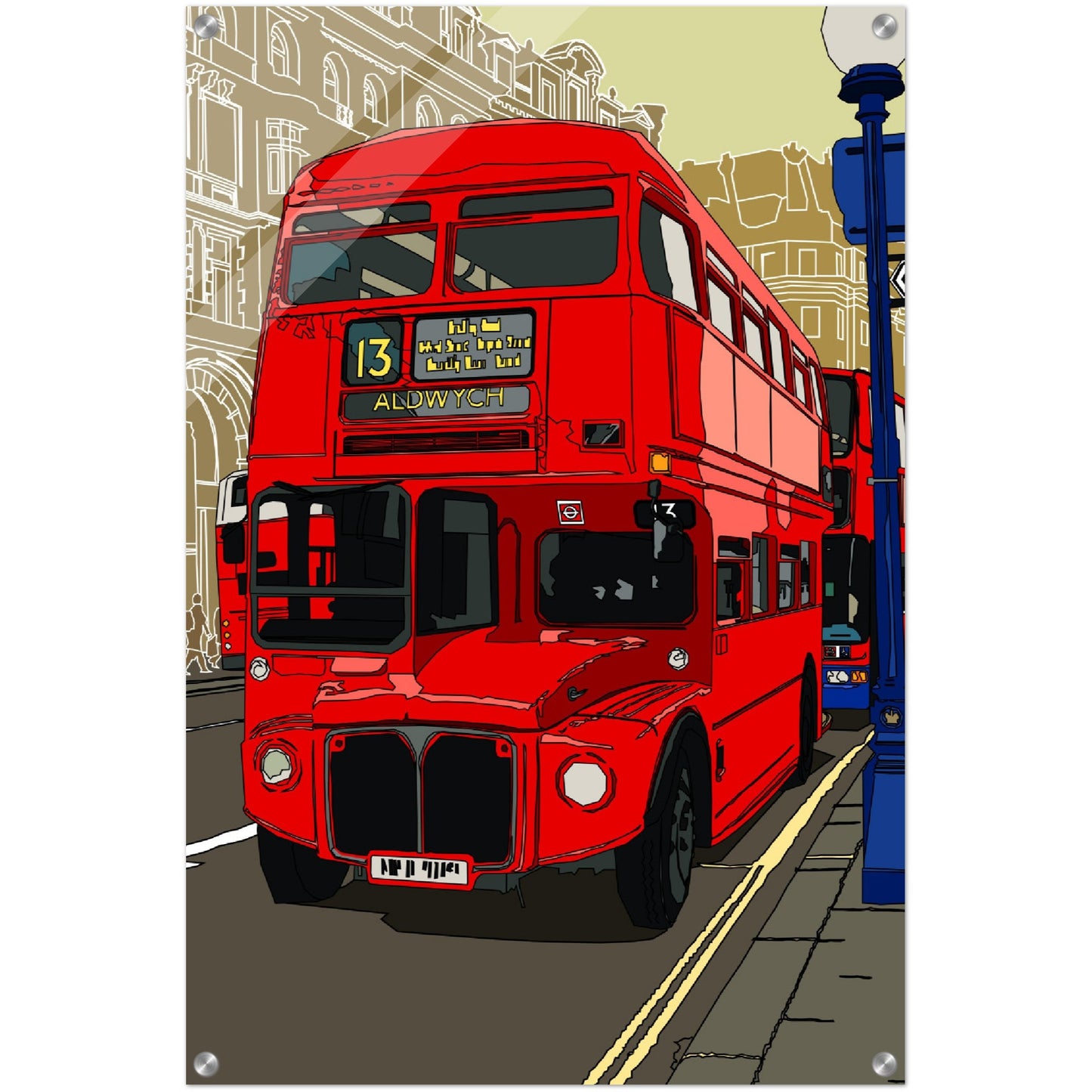 Acrylic Print London Bus-The Route Master and the City of London-Stylised