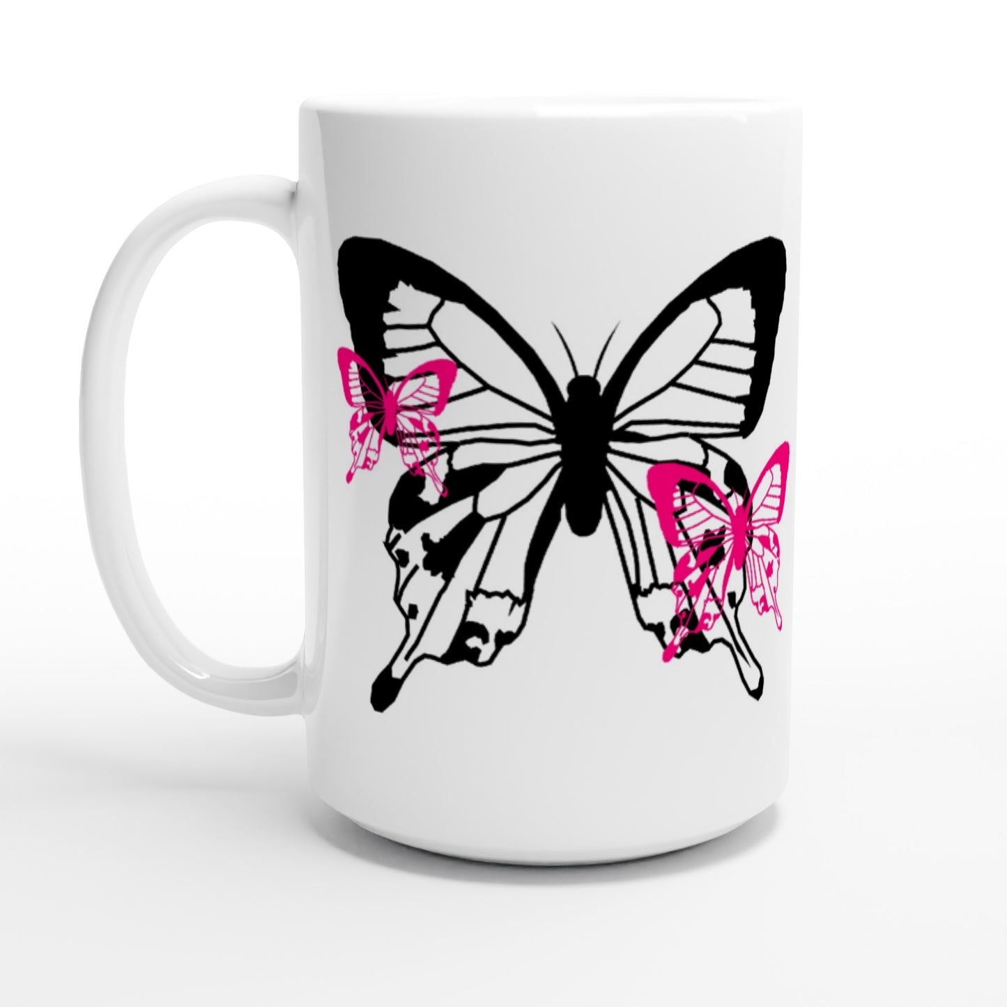 White 15oz Ceramic Mug - Butterflies-Little And Large