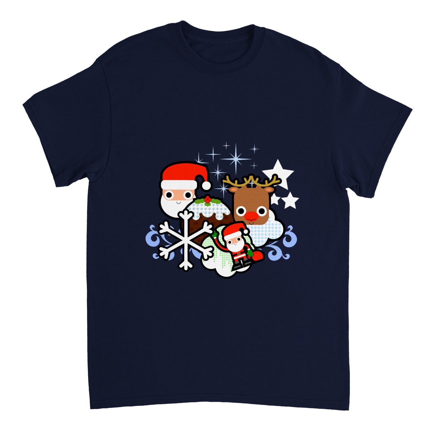 Womens Heavyweight Unisex Crewneck T-shirt Santa and all Christmas - graphics