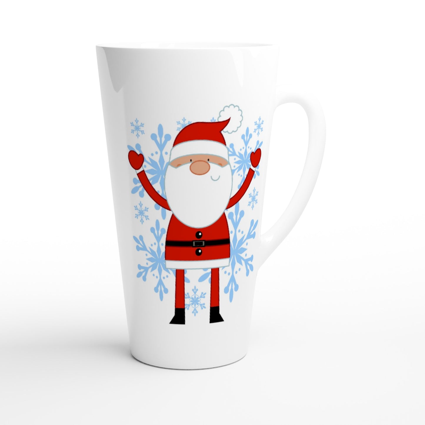 White Latte 17oz Ceramic Mug Happy Santa-Snow Crystals - Cartoon