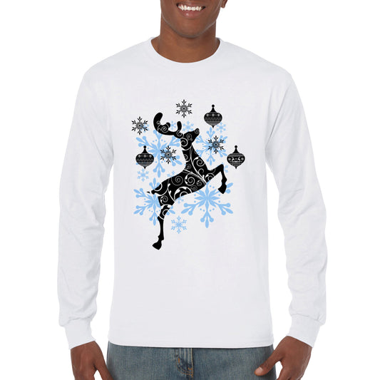 Men's Premium Unisex Longsleeve T-shirt Reindeer-Decorative Baubles-Snow Crystals