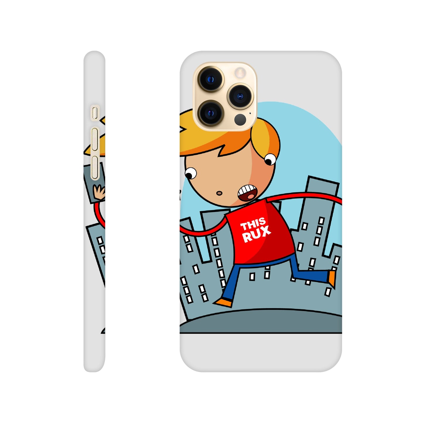 Slim case - Cartoon Of A Kid On A Phone With City Skylines