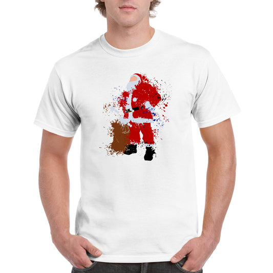 Men's Heavyweight Unisex Crewneck T-shirt Santa Laughing with Presents