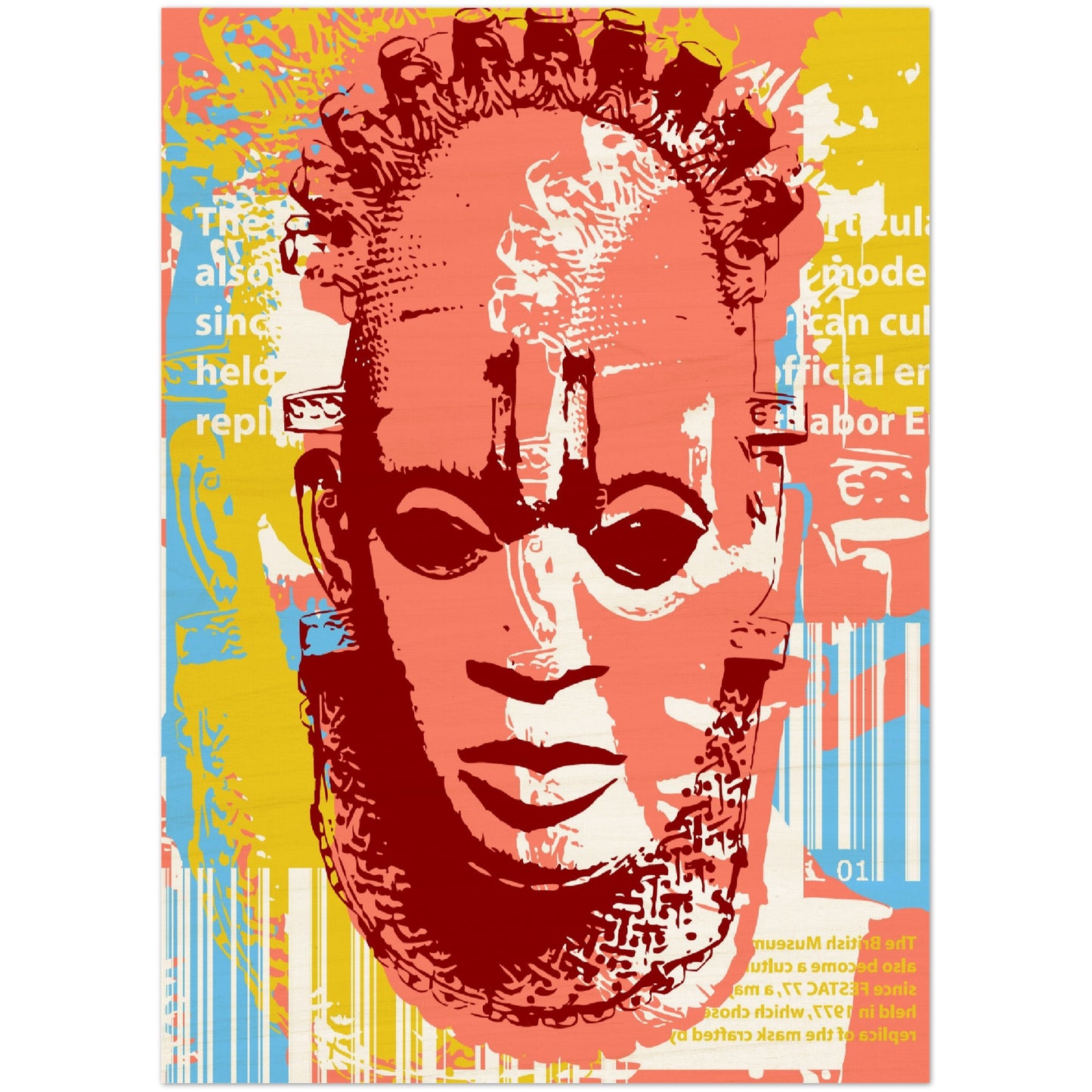 Wood Prints - Benin Mask. Graphic Stencil