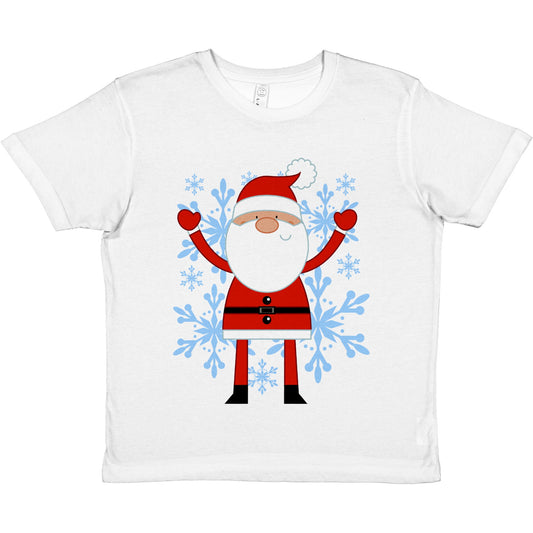 Premium Kids Crewneck T-shirt Happy Santa-Snow Crystals - Cartoon