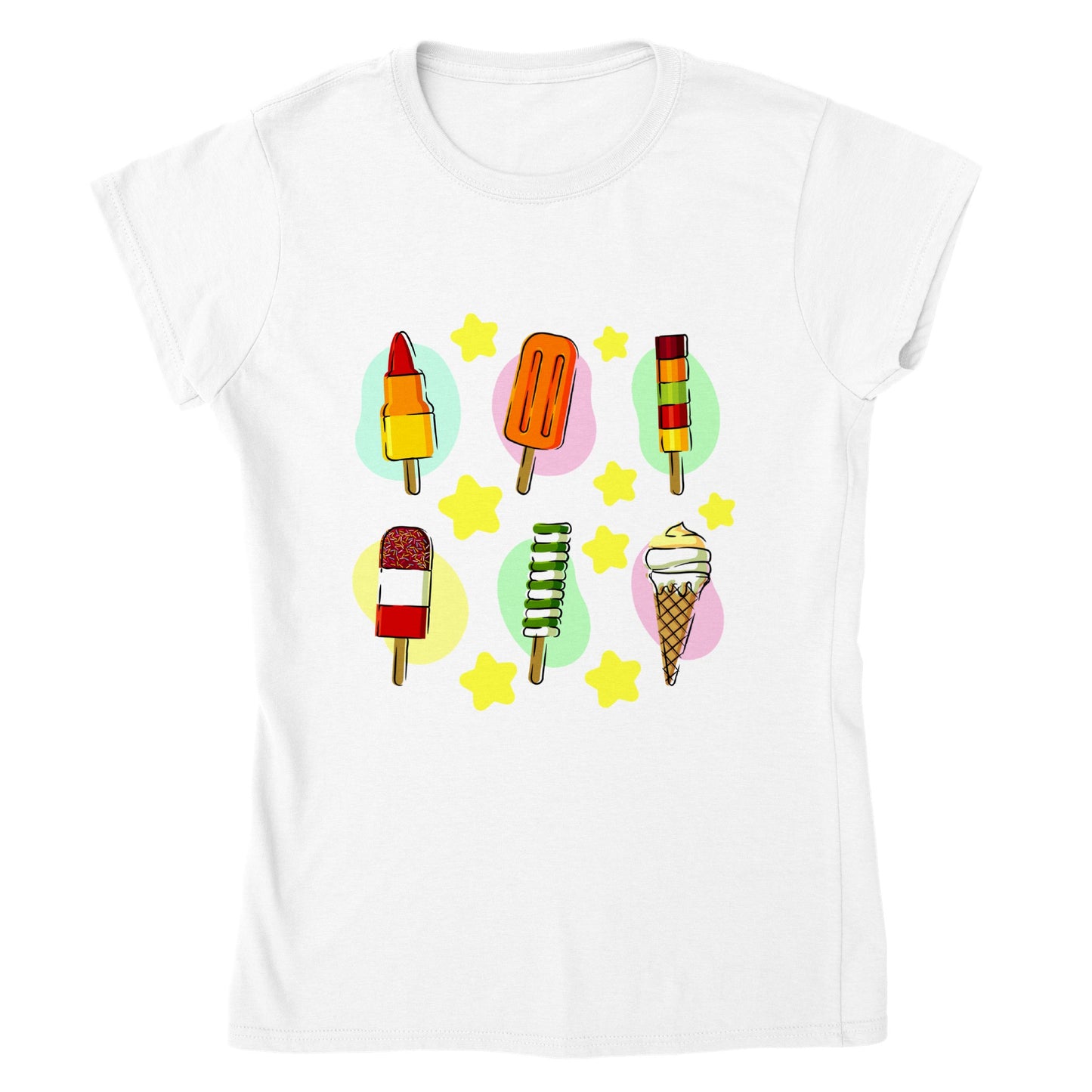 Classic Women's Crewneck T-shirt - Six Types Of Ice Cream Treats