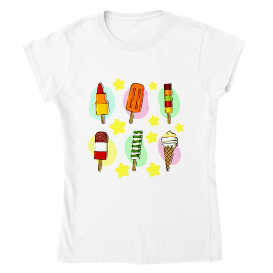 Classic Women's Crewneck T-shirt - Six Types Of Ice Cream Treats