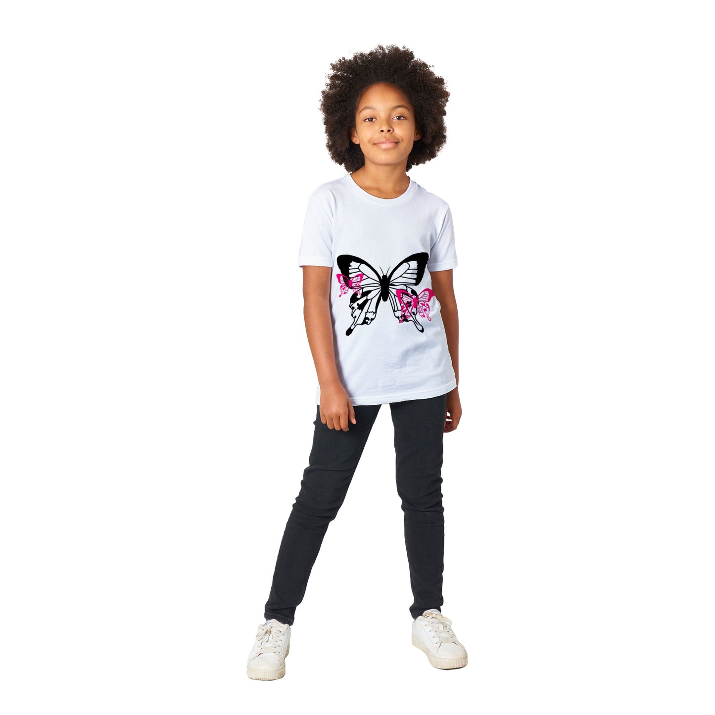 Premium Kids Crewneck T-shirt - Butterflies-Little And Large