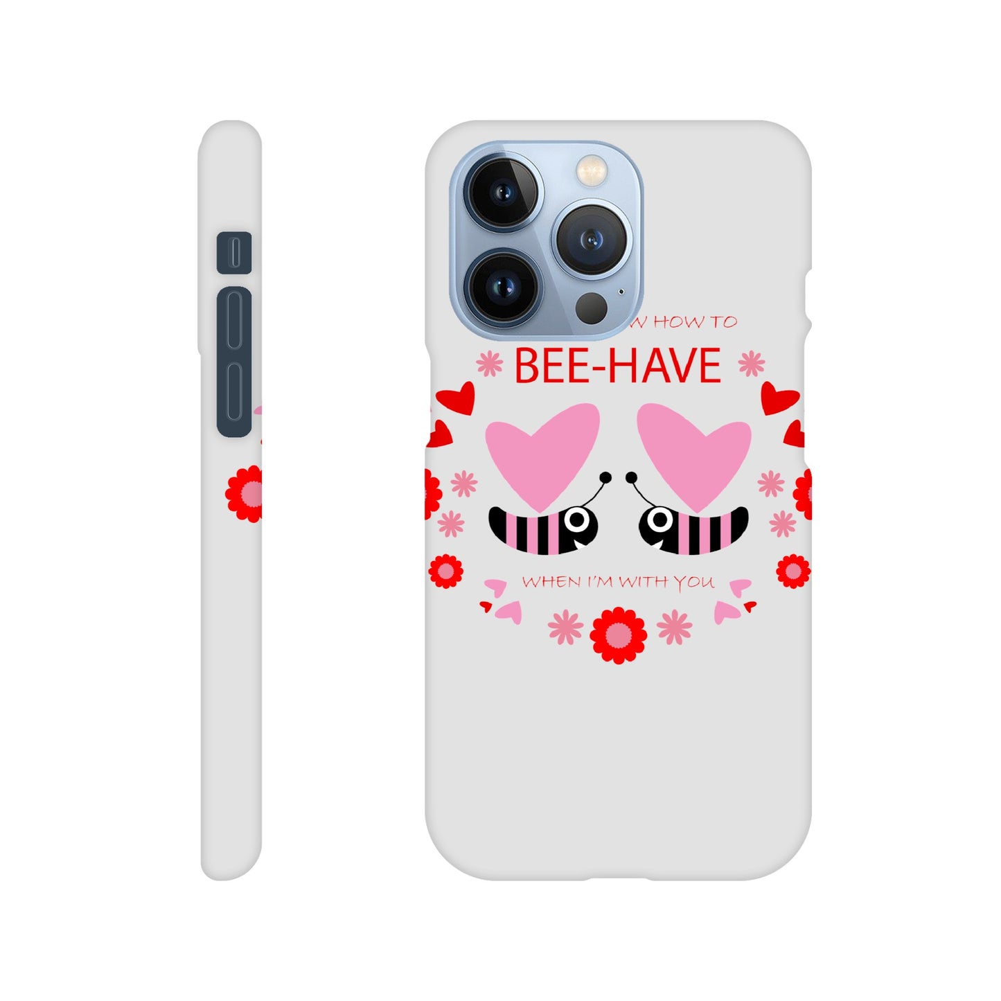 Slim case - Bees mirrored with Floral and Hearts - Valentine