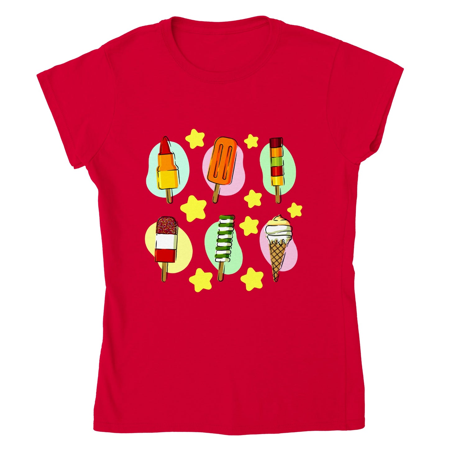 Classic Women's Crewneck T-shirt - Six Types Of Ice Cream Treats