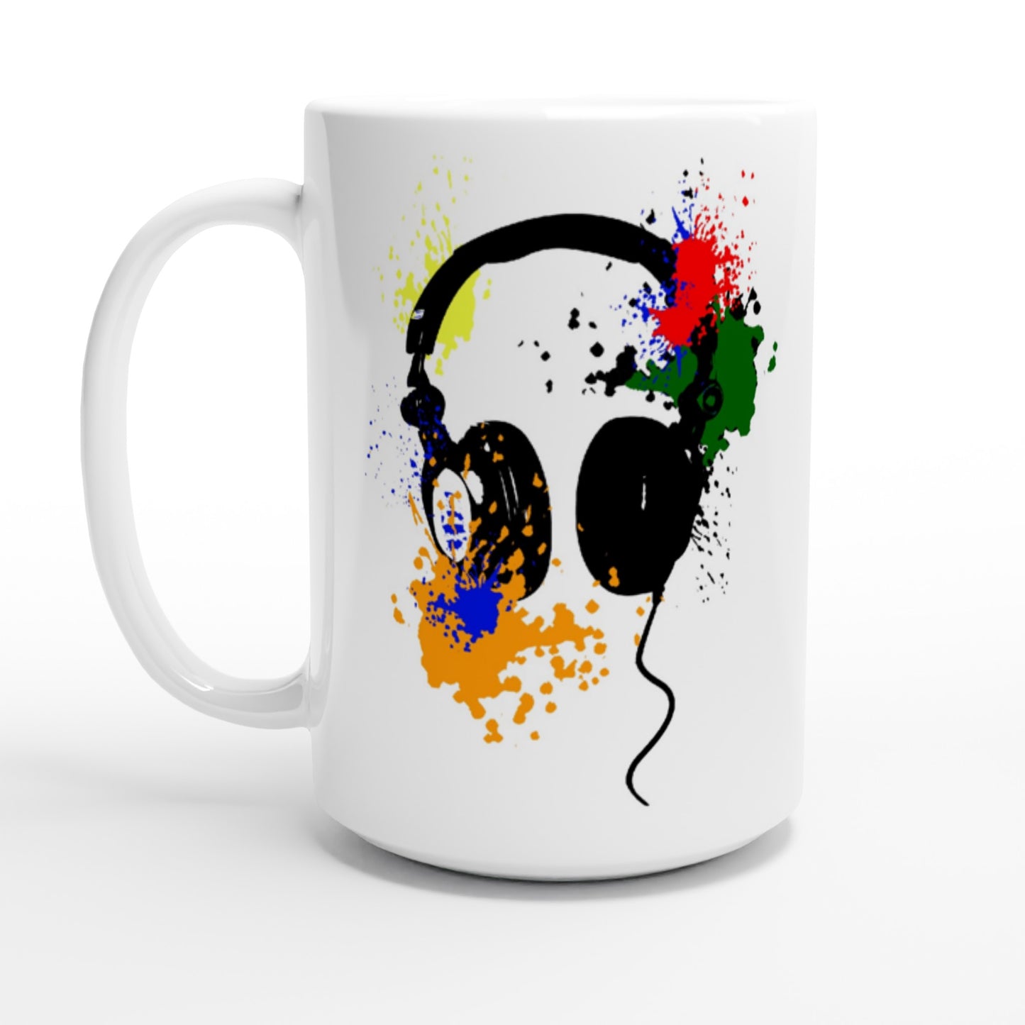 White 15oz Ceramic Mug - Music is Art - Headphone