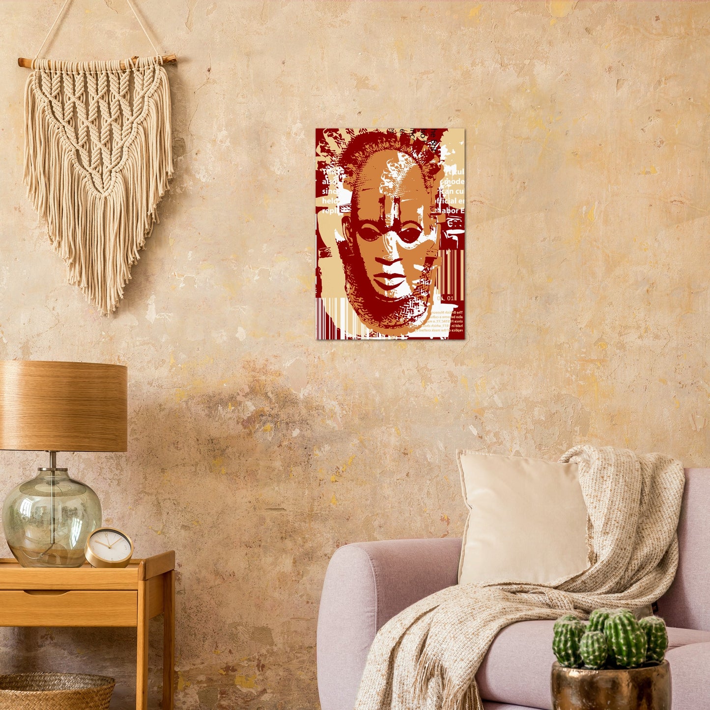 Premium Matte Paper Poster - Benin Mask. Graphic Stencil