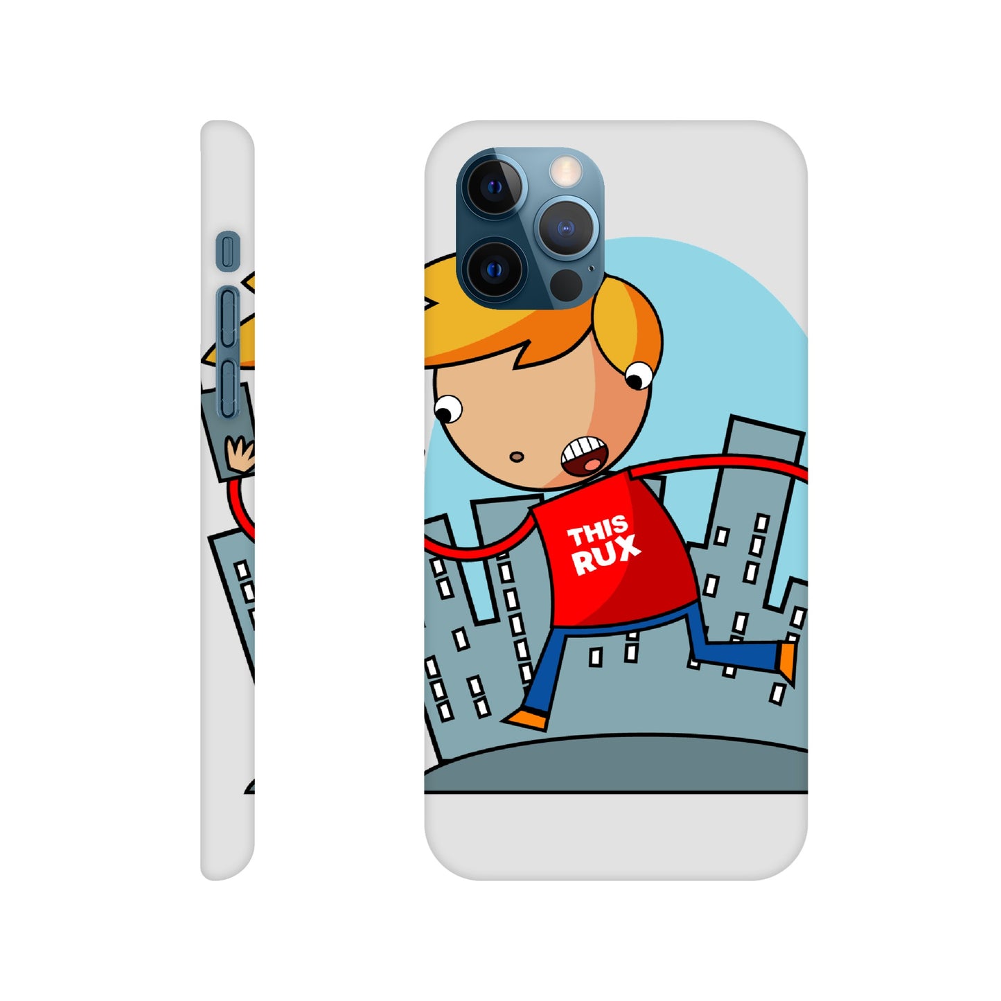 Slim case - Cartoon Of A Kid On A Phone With City Skylines