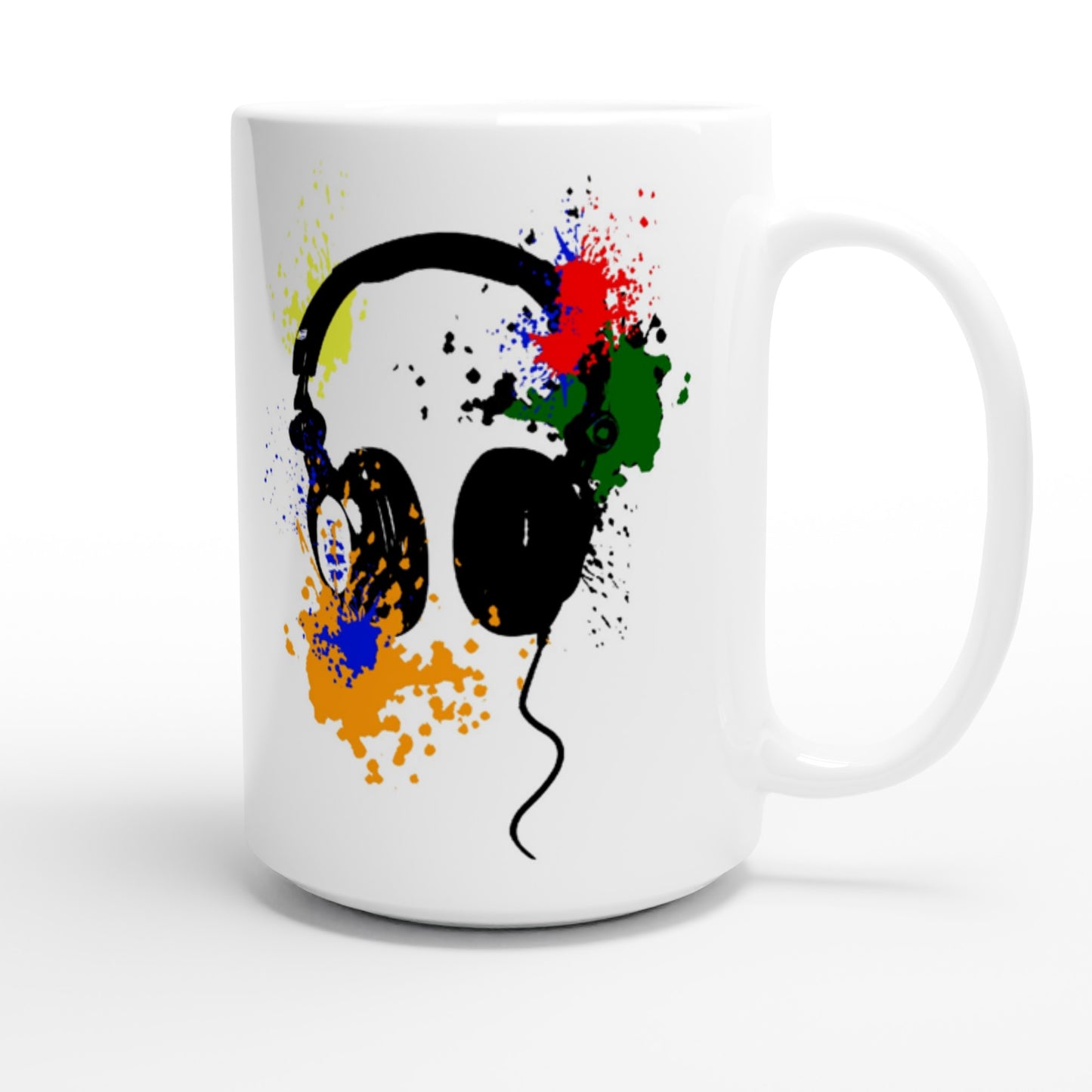 White 15oz Ceramic Mug - Music is Art - Headphone