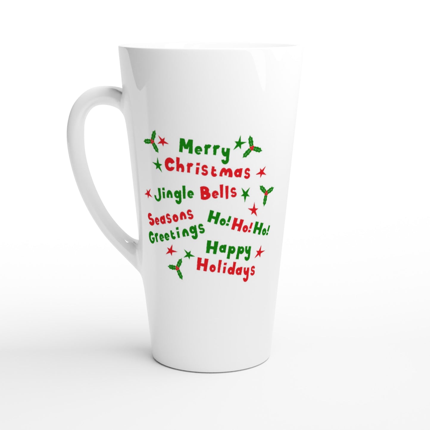 White Latte 17oz Ceramic Mug Happy Christmas quotes