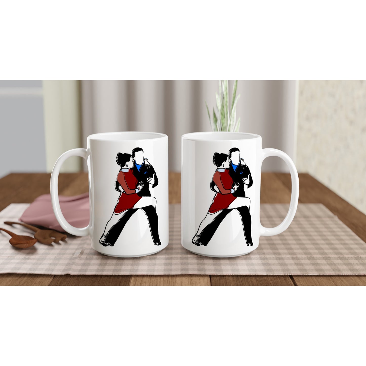 White 15oz Ceramic Mug - Latin Dancers.