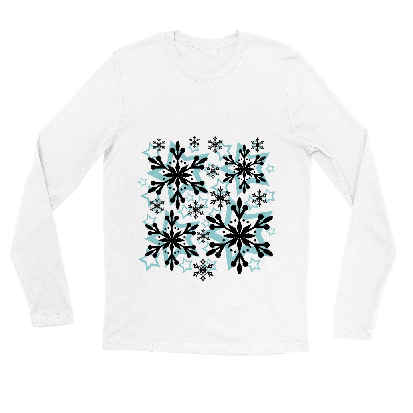 Men's Premium Unisex Longsleeve T-shirt Snow Crystals and Blue Stars