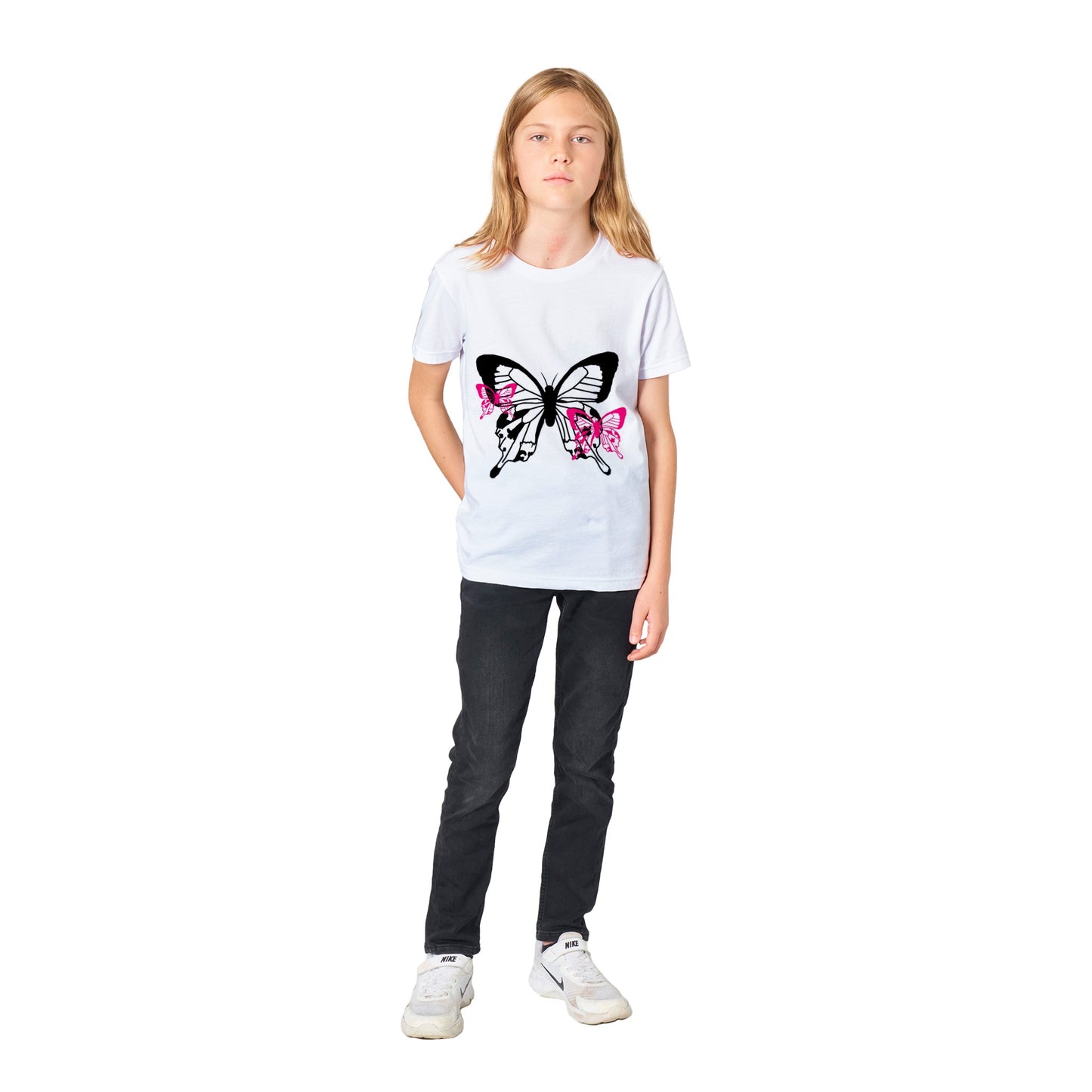 Premium Kids Crewneck T-shirt - Butterflies-Little And Large