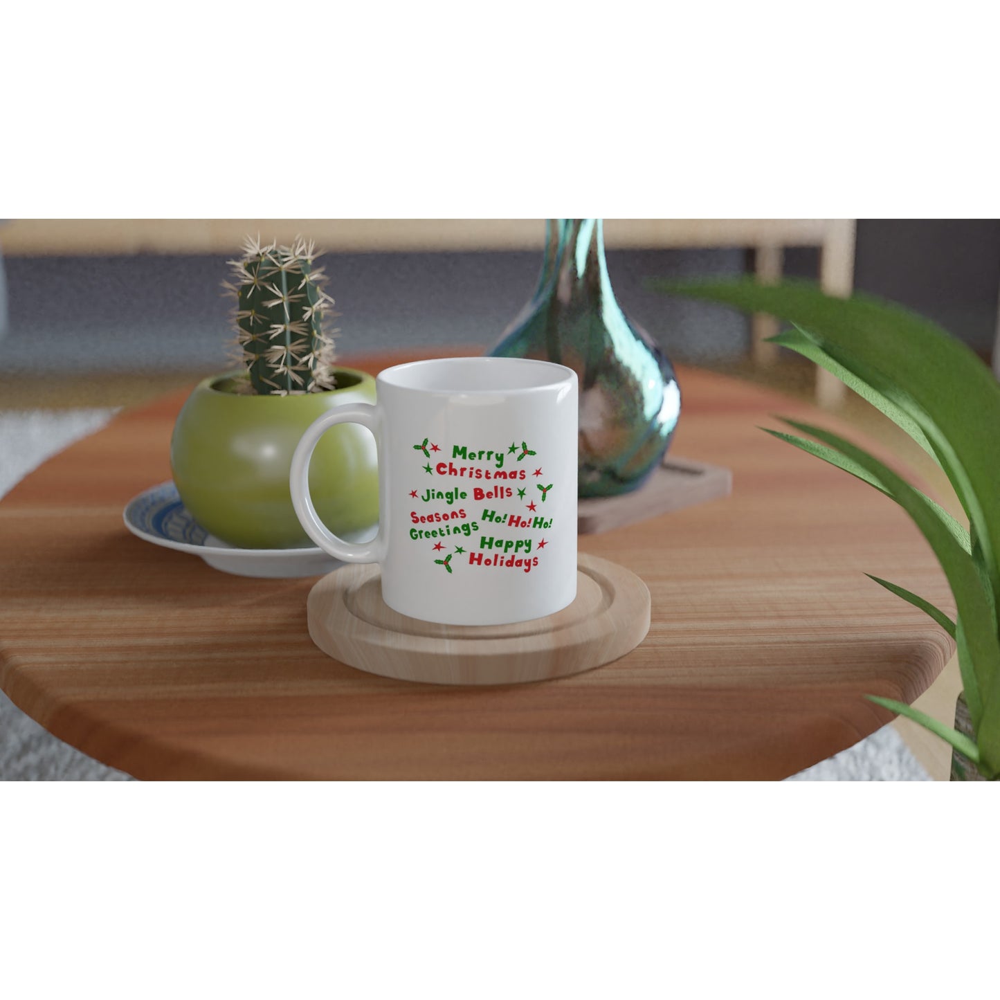 White 11oz Ceramic Mug Happy Christmas quotes