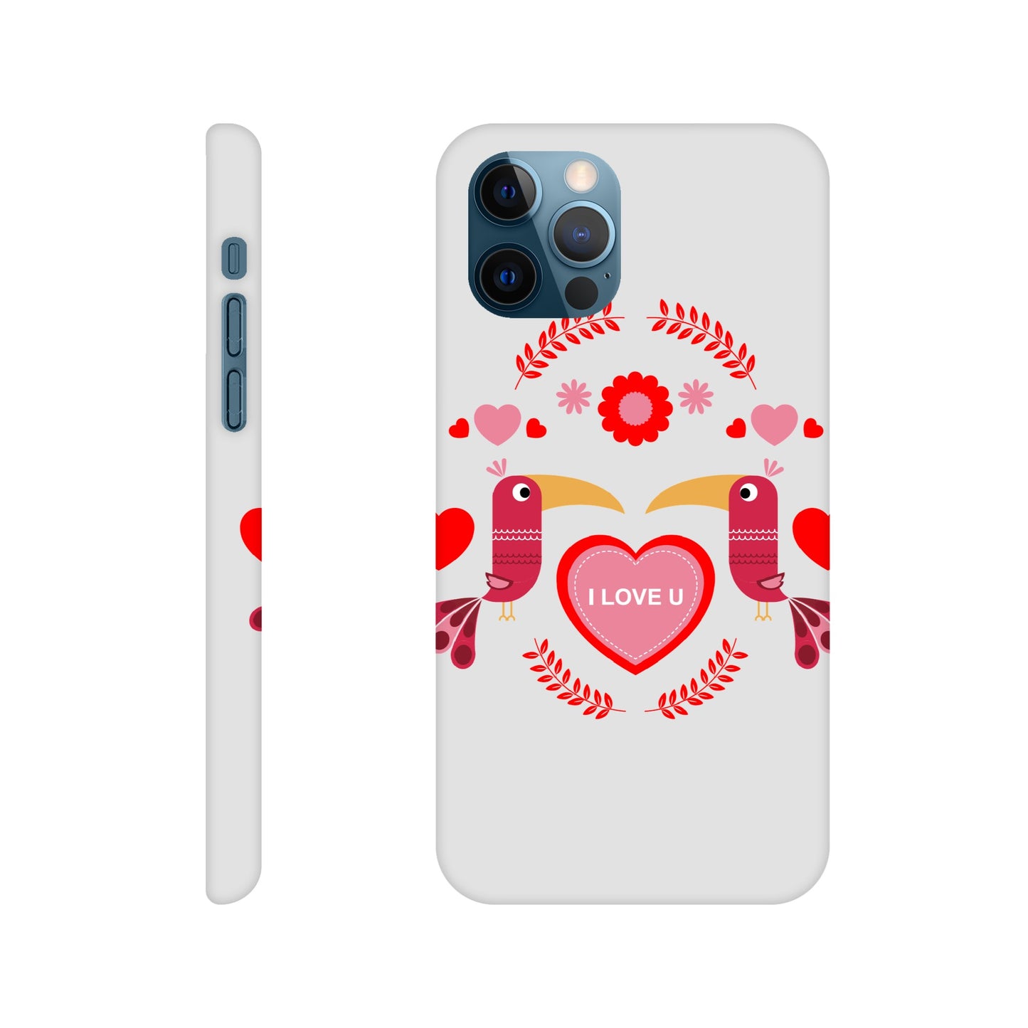 Slim case - Birds Mirrored with Floral-Botanical and Hearts - Valentine