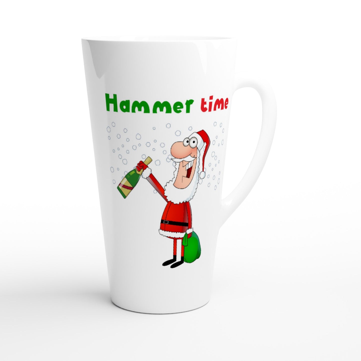 White Latte 17oz Ceramic Mug Santa with bottle-Hammer Time