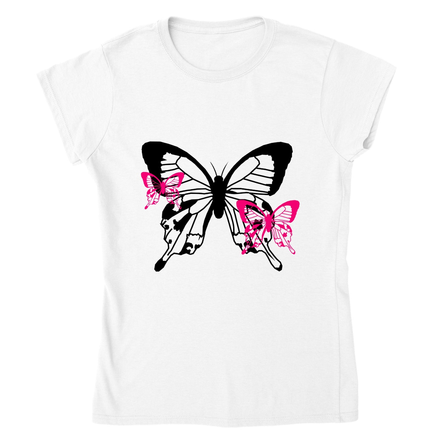 Classic Womens Crewneck T-shirt - Butterflies-Little And Large