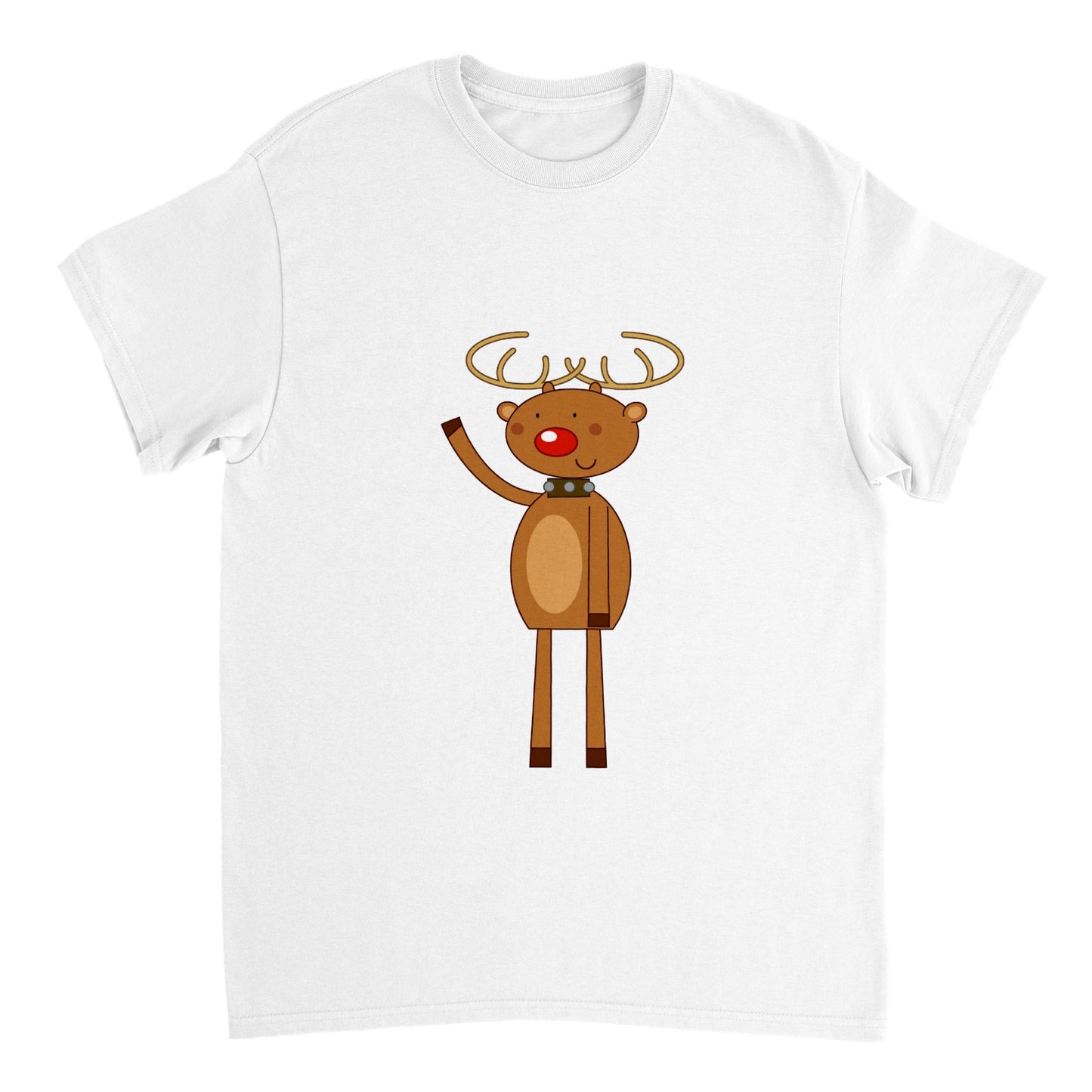 Womens Heavyweight Unisex Crewneck T-shirt Rudolf waving-Stars - Cartoon