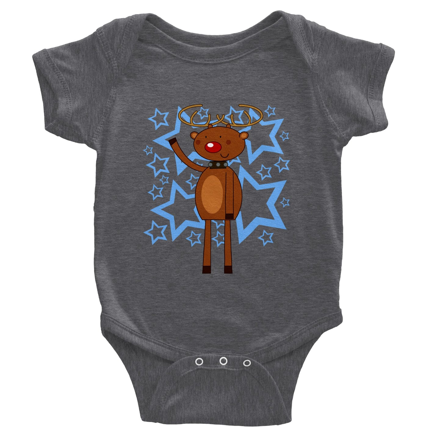 Classic Baby Short Sleeve Bodysuit Rudolf waving-Stars - Cartoon