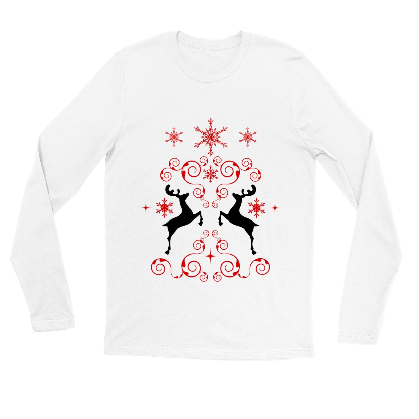 Womens Premium Unisex Longsleeve T-shirt reindeers-mirroring-snow crystals