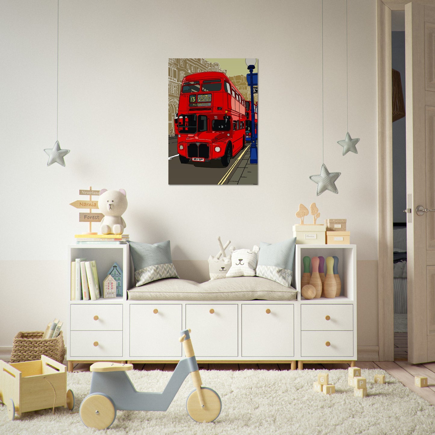 Premium Matte Paper Poster - London Bus-The Route Master and the City of London-Stylised