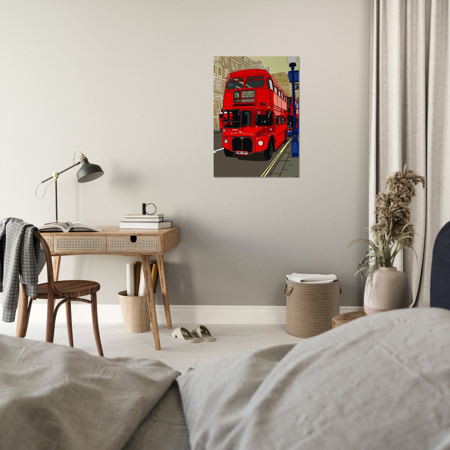 Premium Matte Paper Poster - London Bus-The Route Master and the City of London-Stylised