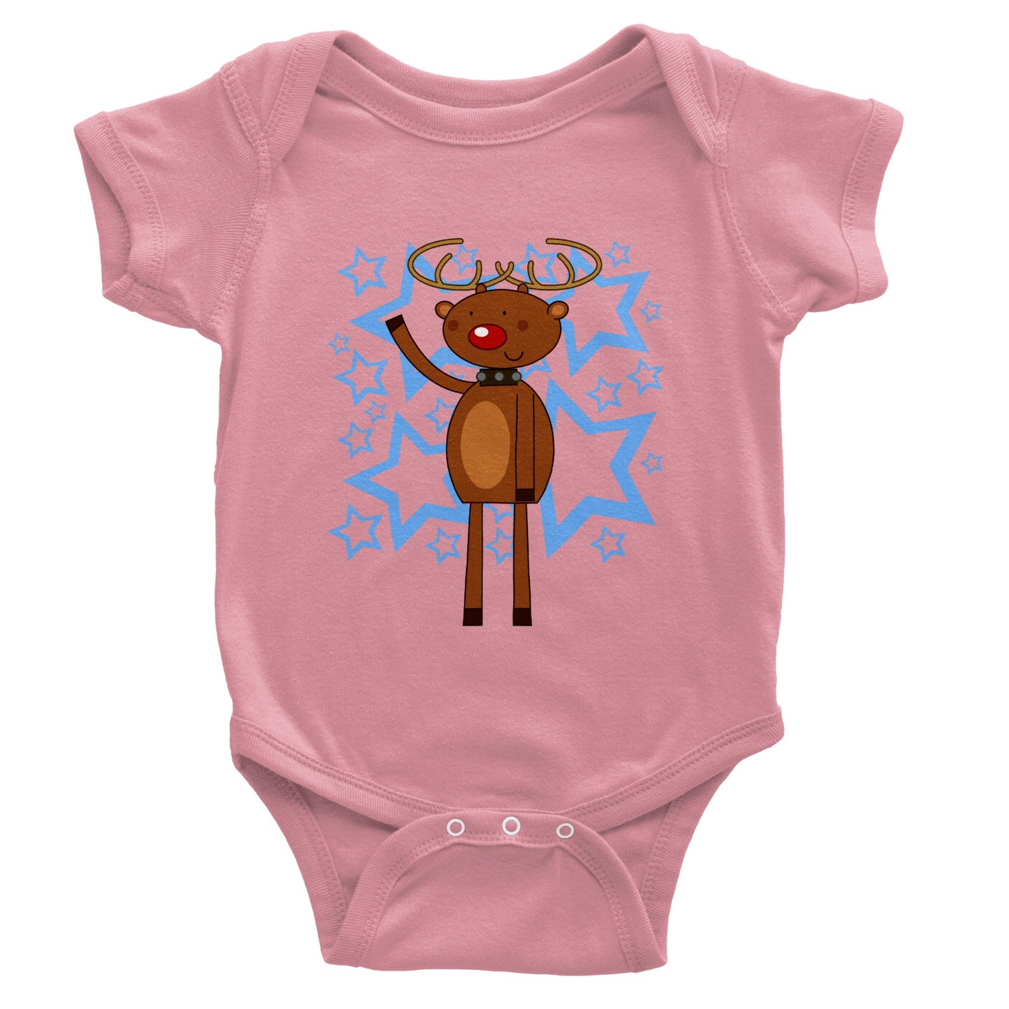 Classic Baby Short Sleeve Bodysuit Rudolf waving-Stars - Cartoon