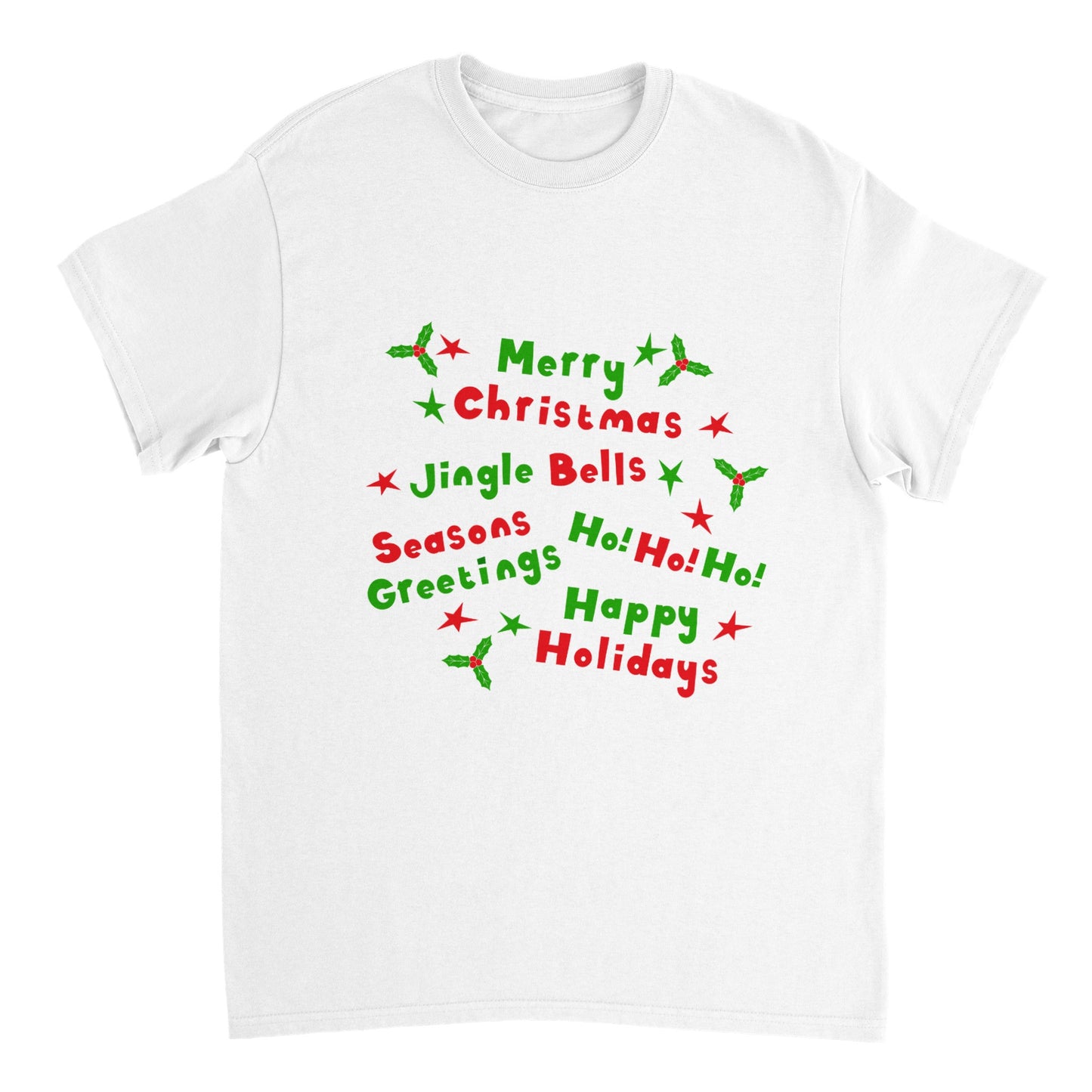 Womens Heavyweight Unisex Crewneck T-shirt Happy Christmas quotes