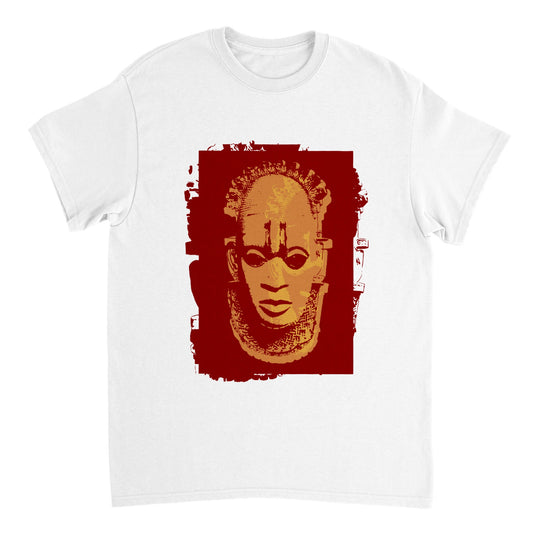 Heavyweight Unisex Crewneck T-shirt Benin Mask. Graphic Stencil