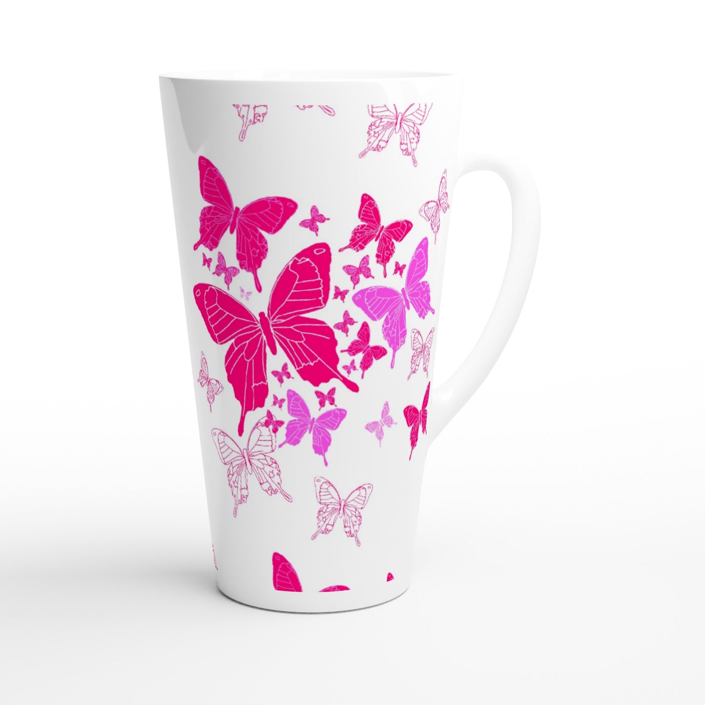 White Latte 17oz Ceramic Mug - Butterflies-Sanctuary